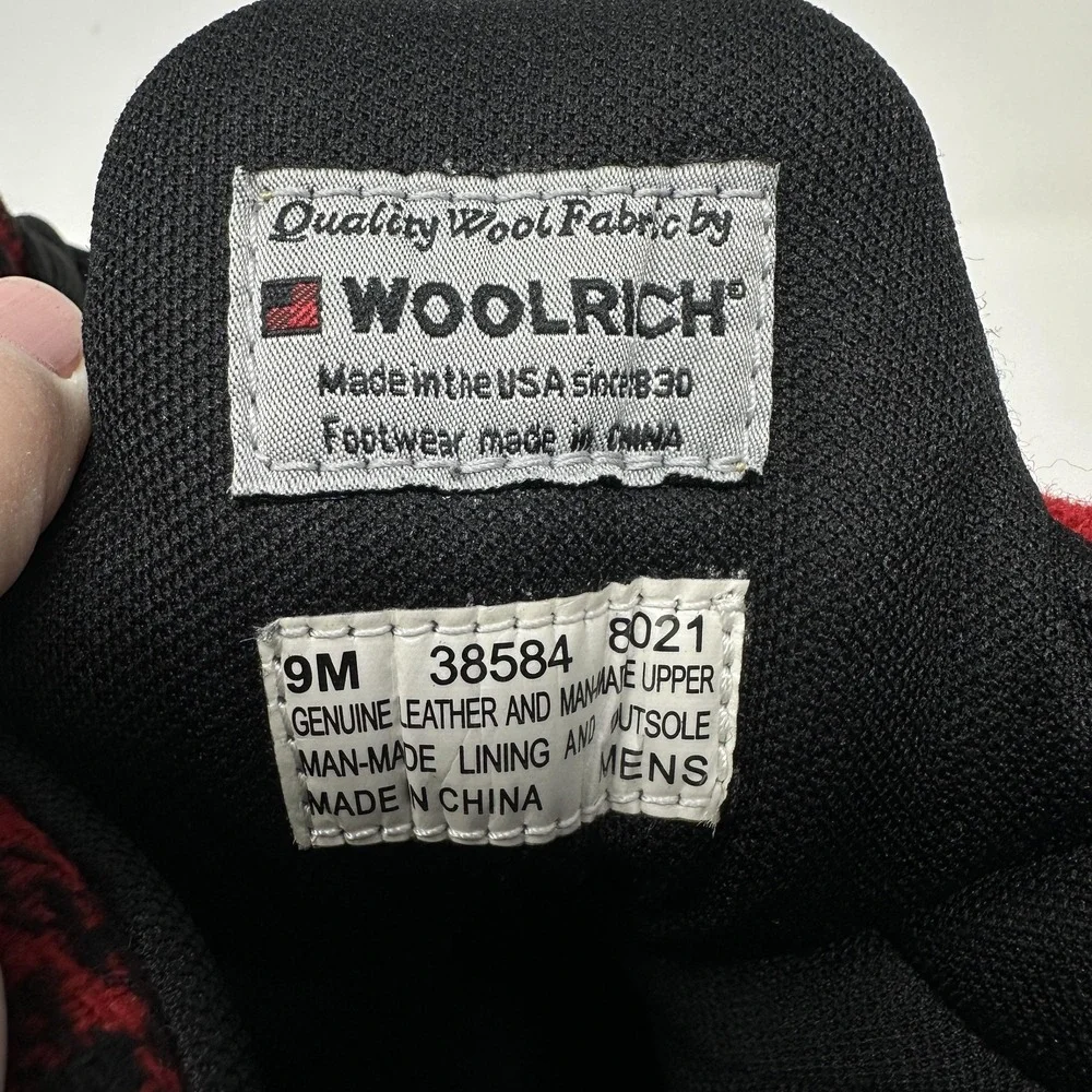 Timberland Woolrich Wool Buffalo Plaid Euro Hiker Boots Mens‎ Size 9 Leather